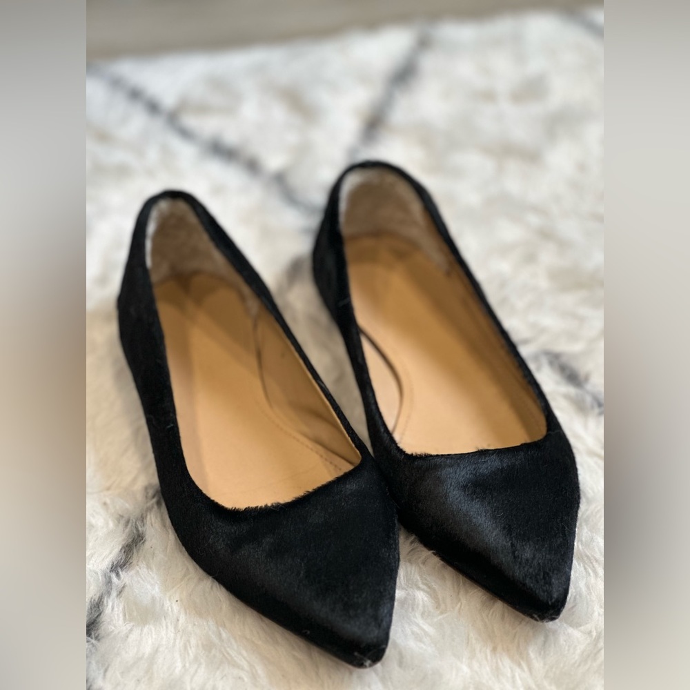 Ugg black fur flat flat with sherpa heel lining